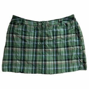Y2K Green Plaid Skort – St. John’s Bay Woman 20W – Preppy Mini Skirt